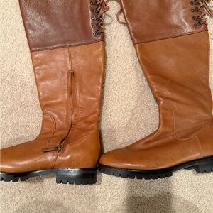Waterproof Brown Leather Knee-High Boots by Cole Haan